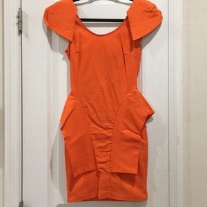 Mini low back dress with peplum detail